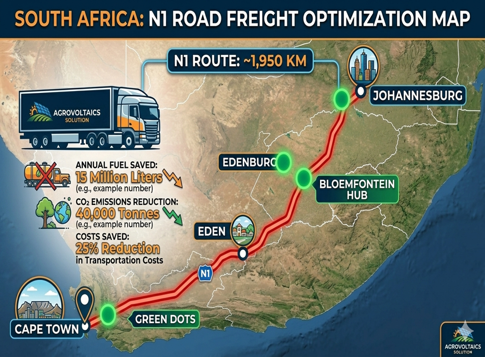 South Africa N1 road freight optimization map